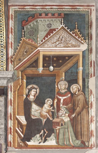 Madonna mit Kind und den Heiligen Franziskus, Nikolaus und Antonio Fissiraga, Fissiraga-Grabmal, 1318 von Master of the Fissiraga Tomb Master of the Fissiraga Tomb